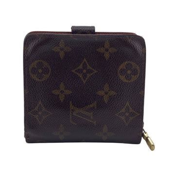 Louis Vuitton Bifold Wallet M61667 Leather Brown Zip Around Monogram Compact Zip Women(Unisex)