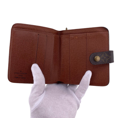 Louis Vuitton Bifold Wallet M61667 Leather Brown Zip Around Monogram Compact Zip Women(Unisex)