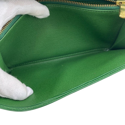 Louis Vuitton Long Wallet Purse M63574 Leather Green Epi Pochette Portomo Credit Mens