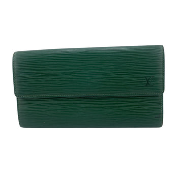 Louis Vuitton Long Wallet Purse M63574 Leather Green Epi Pochette Portomo Credit Mens