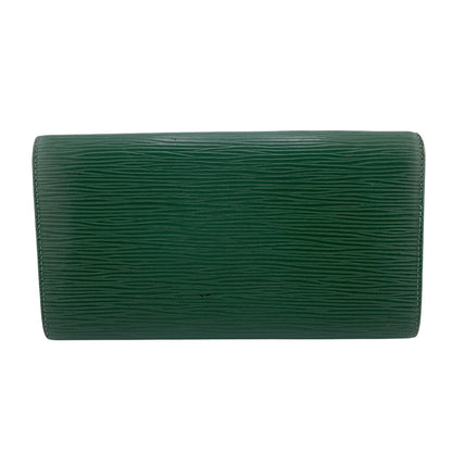 Louis Vuitton Long Wallet Purse M63574 Leather Green Epi Pochette Portomo Credit Mens