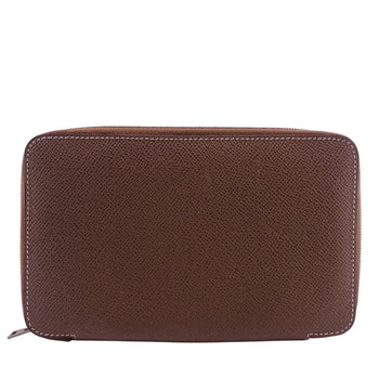 Hermes Long Wallet Purse Leather Gray Vision Epsom Agenda Women