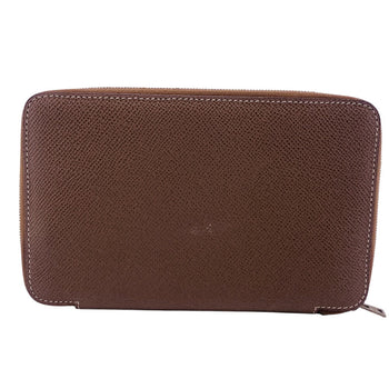 Hermes Long Wallet Purse Leather Gray Vision Epsom Agenda Women