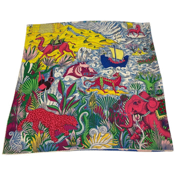 Hermes Stall Cashmere, Silk Multicolor Carre Jean 140 Blue Iris Cosmographia Universalis