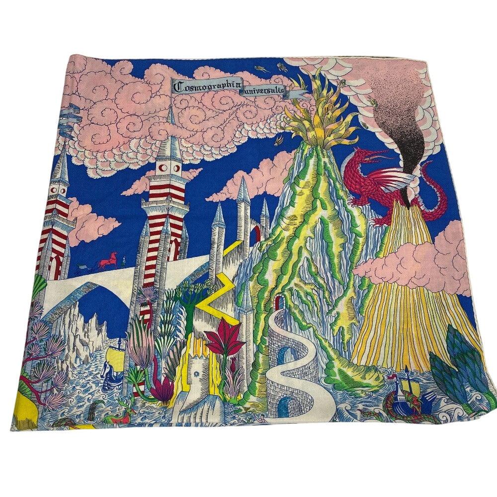 Hermes Stall Cashmere, Silk Multicolor Carre Jean 140 Blue Iris Cosmographia Universalis