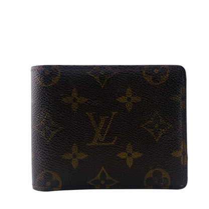 Louis Vuitton Bill Compartment M60895 Leather Brown Bifold Wallet Monogram Portefeuille Multripru