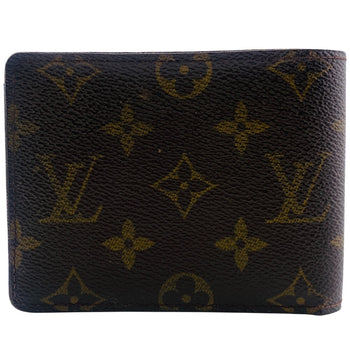 Louis Vuitton Bill Compartment M60895 Leather Brown Bifold Wallet Monogram Portefeuille Multripru
