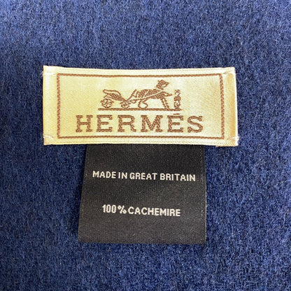 Hermes Scarf Cashmere Navy Recto Verso
