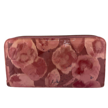 Louis Vuitton Long Wallet Purse M90020 Vernis, Leather Pink Zippy Wallet Ikat Flower Rose Velur