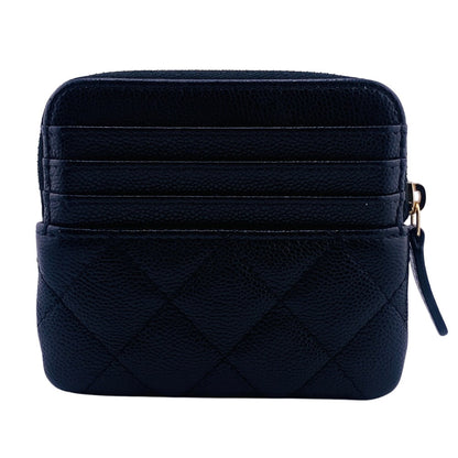 Chanel Coin Case Caviar Skin Black Fragment Case Caviar Skin Matrasse Women