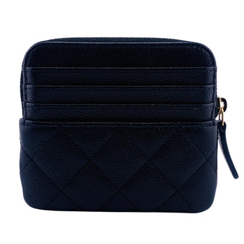 Chanel Coin Case Caviar Skin Black Fragment Case Caviar Skin Matrasse Women