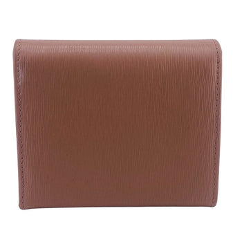 Prada Tri-Fold Wallet 1Mh176 Leather Beige Compact Wallet Wittelomb Triangle Women