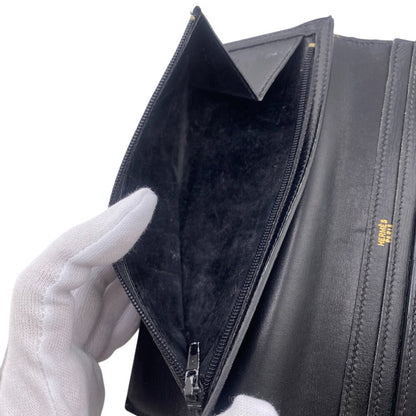 Hermes Long Wallet Purse Box Scarf Black 1996 Long Wallet Bean Classic Mens(Unisex)