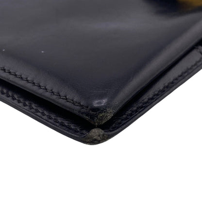 Hermes Long Wallet Purse Box Scarf Black 1996 Long Wallet Bean Classic Mens(Unisex)