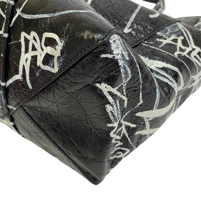 Balenciaga Handbag 671409 Leather Black Tote Bag Graffiti 2Way Barbes Medium Shopper Graffiti Mens