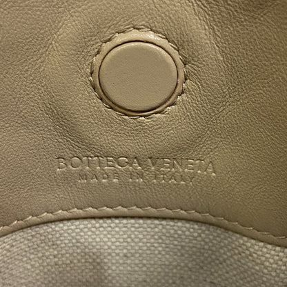 Bottegaveneta Shoulder Bag Leather Beige Pouch Drawstring Intrecciato Women