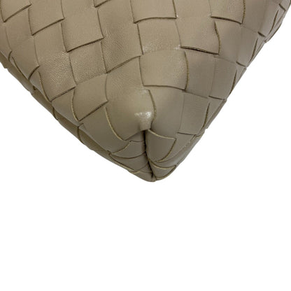 Bottegaveneta Shoulder Bag Leather Beige Pouch Drawstring Intrecciato Women
