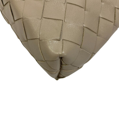 Bottegaveneta Shoulder Bag Leather Beige Pouch Drawstring Intrecciato Women