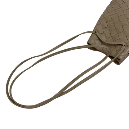 Bottegaveneta Shoulder Bag Leather Beige Pouch Drawstring Intrecciato Women