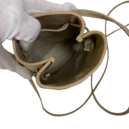 Bottegaveneta Shoulder Bag Leather Beige Pouch Drawstring Intrecciato Women