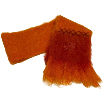 Loewe Scarf Mohair, Wool, Nylon Orange Fringe Bicolor Fluffy Anagram Women