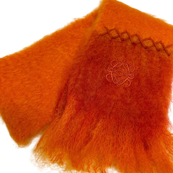 Loewe Scarf Mohair, Wool, Nylon Orange Fringe Bicolor Fluffy Anagram Women