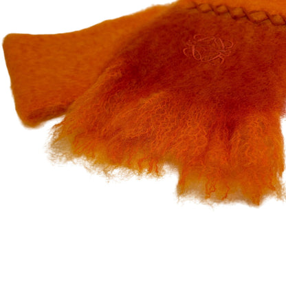 Loewe Scarf Mohair, Wool, Nylon Orange Fringe Bicolor Fluffy Anagram Women