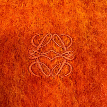 Loewe Scarf Mohair, Wool, Nylon Orange Fringe Bicolor Fluffy Anagram Women