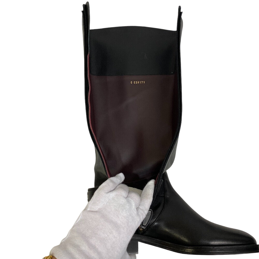 Chanel Boots G39171 Leather Black Coco Mark Long Boots Chain Women 38C