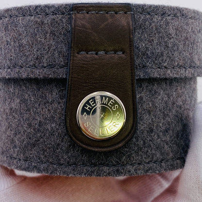 Hermes Pouch Felt Gray Accessory Case Sugar Box Women(Unisex)