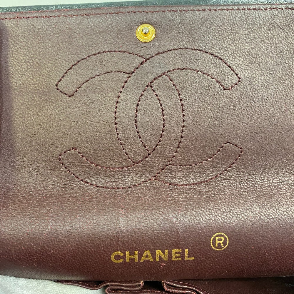 Chanel Shoulder Bag Lambskin Black Double Flap Matrasse Matrasse Women