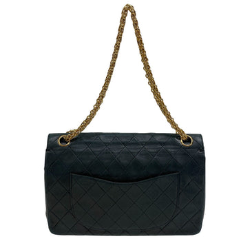 Chanel Shoulder Bag Lambskin Black Double Flap Matrasse Matrasse Women