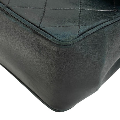 Chanel Shoulder Bag Lambskin Black Double Flap Matrasse Matrasse Women