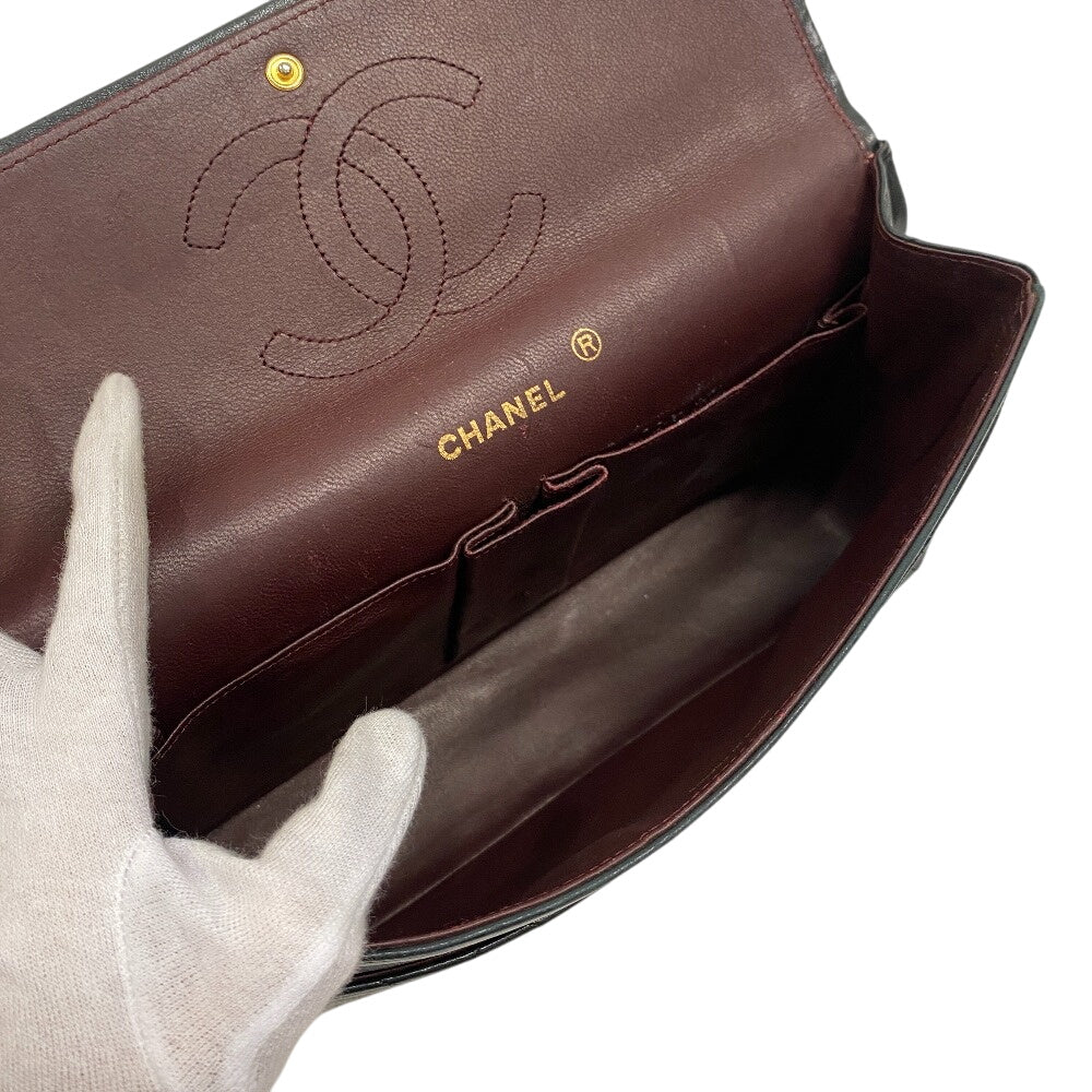Chanel Shoulder Bag Lambskin Black Double Flap Matrasse Matrasse Women