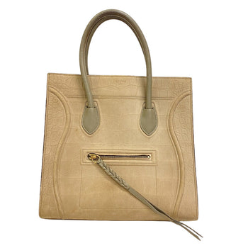 Celine Handbag Leather Beige Croco Embossed Luggage Phantom