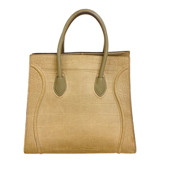 Celine Handbag Leather Beige Croco Embossed Luggage Phantom