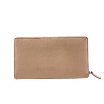 Balenciaga Long Wallet Purse 594317 Leather Beige Zip Around Cash Continental Wallet Logo