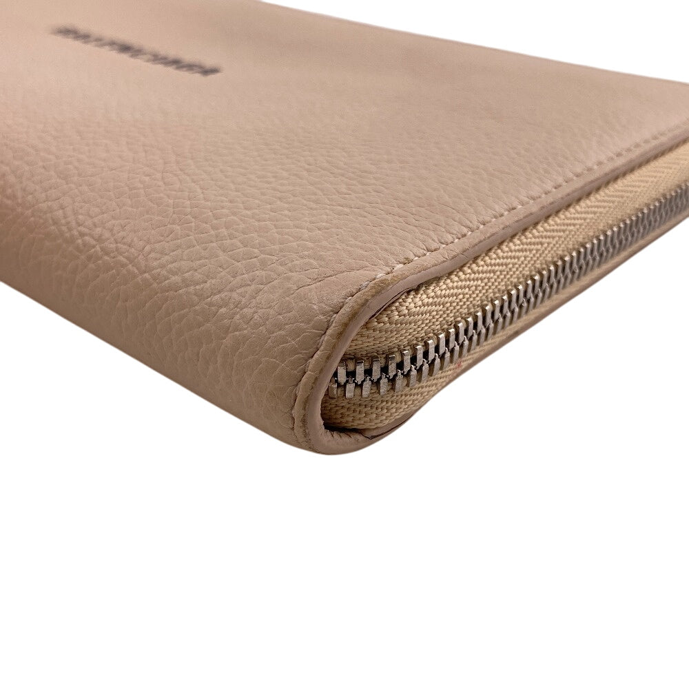 Balenciaga Long Wallet Purse 594317 Leather Beige Zip Around Cash Continental Wallet Logo