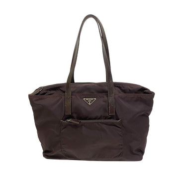 Prada Tote Bag Nylon, Leather Wine-Red Shouldertote Bag Triangle Logo Women