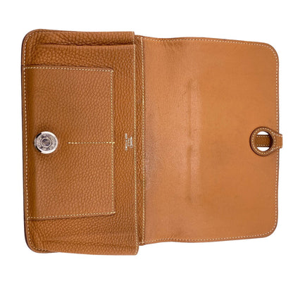 Hermes Long Wallet Purse Taurillon Clemence Brown Duo Dogon Gm Women