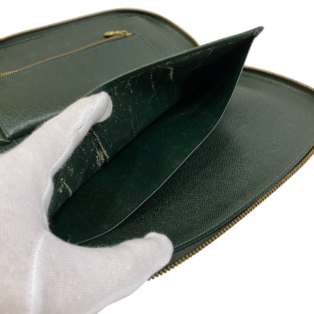 Louis Vuitton Long Wallet Purse M30654 Leather Green Organizer Taiga Atoll Mens