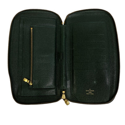 Louis Vuitton Long Wallet Purse M30654 Leather Green Organizer Taiga Atoll Mens