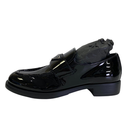 Prada Loafers 1D329N Enamel Black Triangular Plate Women 36 1/2