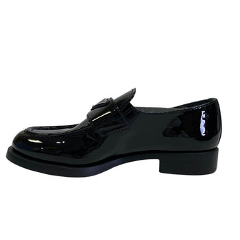 Prada Loafers 1D329N Enamel Black Triangular Plate Women 36 1/2