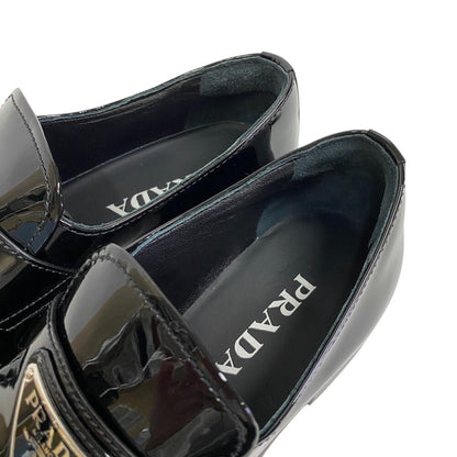 Prada Loafers 1D329N Enamel Black Triangular Plate Women 36 1/2