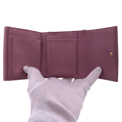 Christian Dior Tri-Fold Wallet Leather Pink Trifold Lady Dior Lotus Wallet Women