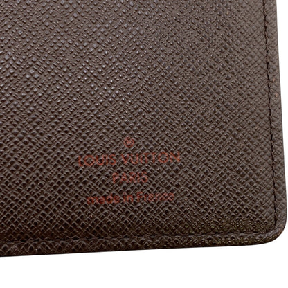 Louis Vuitton Long Wallet Purse N60017 Leather Brown Zip Around Damier Ebene Portefeuille Brazza
