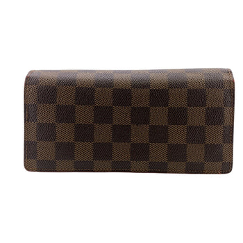 Louis Vuitton Long Wallet Purse N60017 Leather Brown Zip Around Damier Ebene Portefeuille Brazza