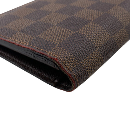 Louis Vuitton Long Wallet Purse N60017 Leather Brown Zip Around Damier Ebene Portefeuille Brazza
