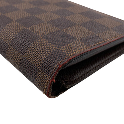 Louis Vuitton Long Wallet Purse N60017 Leather Brown Zip Around Damier Ebene Portefeuille Brazza